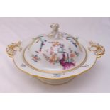 Meissen Yellow Tiger soup tureen and cover with gilded side handles, mark to the base, 17 x 33cm