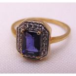 9ct yellow gold, iolite and zircon ring, approx total weight 2.09g, to include COA