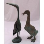 Valerie Maxwell a bronze figurine of a duck and a heron, tallest 43cm (h) (2)
