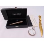A quantity of collectables to include a Yard O Led pencil in fitted case, AW Waltham Pocket watch