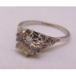Platinum and diamond single stone ring, diamond approx 2.3 carats, approx total weight 3.5g