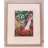 Marc Chagall framed and glazed polychromatic print limited edition lithograph of a recently