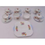 Shelley teaset to include cups, saucers, plates, milk jug, sugar bowl and a cake plate (21)