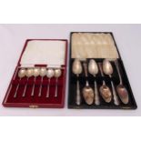 Two cased sets of hallmarked silver tea and coffee spoons, approx total weight of silver 205g