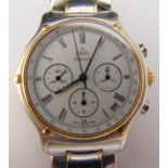 Ebel gentlemans stainless steel and gold automatic chronograph to include case and documents