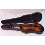 Joseph Klotz violin and two bows in original violin case, bows A/F