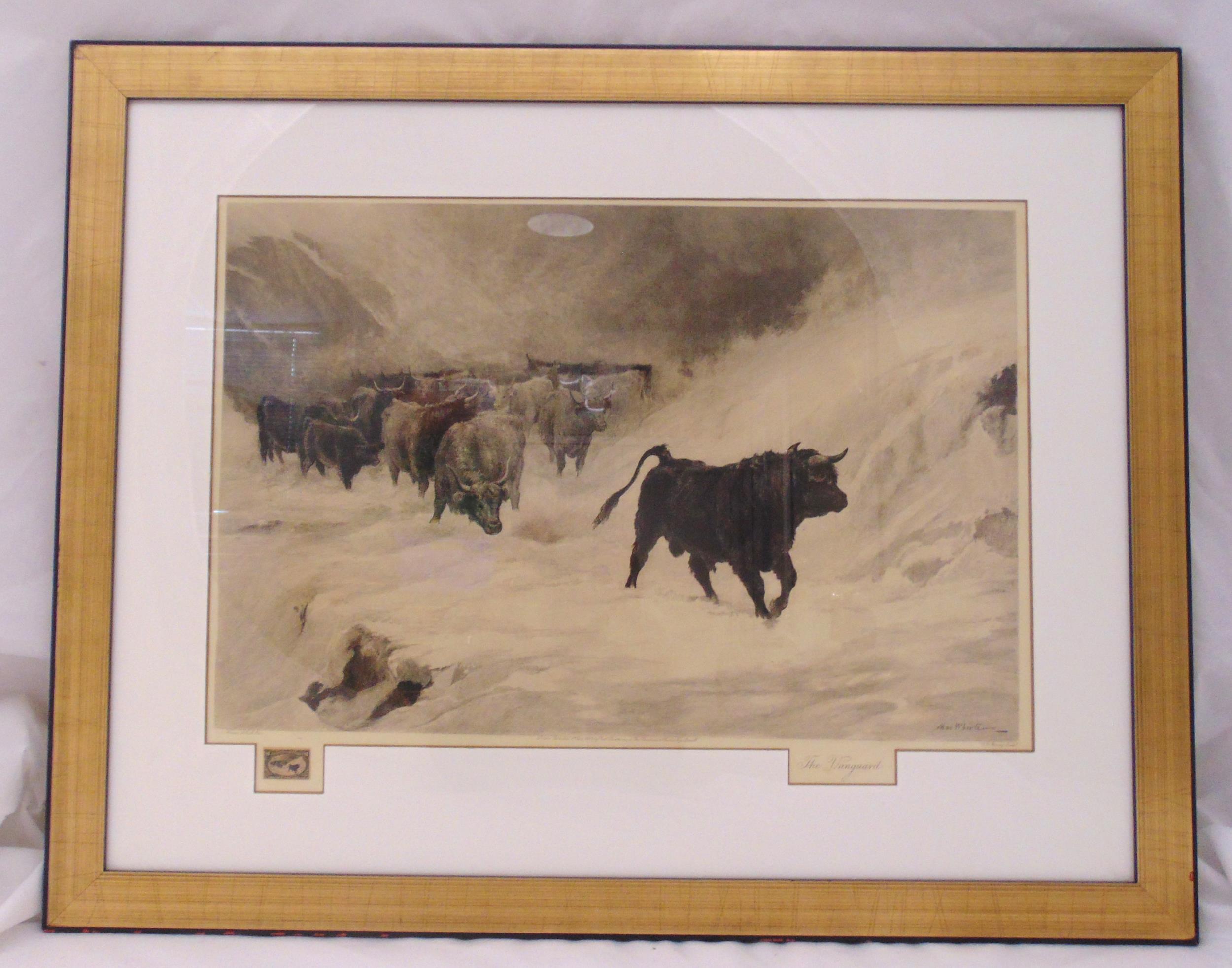 J. Macwhirter framed and glazed mono etching titled The Vanguard, signed bottom right, to include