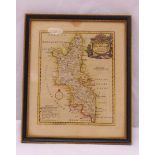 Thomas Kitchin framed and glazed map of Buckinghamshire dated 1746, 21 x 16cm