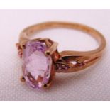 9ct yellow gold, pink sapphire and kunzite ring, approx total weight 2.35g, to include COA