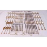 Kings pattern hallmarked silver table service for eight place settings to include knives, forks,