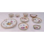A quantity of continental porcelain to include cups, saucers and a bonbon dish (9)