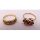 Two 9ct gold rings set with various stones, approx total weight 4.7g