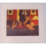Jack Vettriano limited edition polychromatic print 205/295 titled Parlour of Temptation, 39 x 47cm