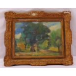 Thornton framed and glazed oil on canvas landscape, signed bottom left, 31.5 x 23.5cm
