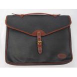 Mulberry Ethan briefcase Scotch grain and leather trim and top handle, buckle to the front, fabric