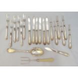 A quantity of hallmarked silver flatware to include a set of six dessert eaters, six pastry forks, a