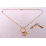 A quantity of 9ct gold jewellery to include a ring, a chain and a pair of earrings, approx total