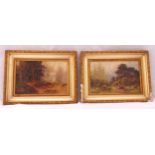 Sidney Pike a pair of framed oils on board of wooded landscapes, 14 x 22cm each (frame A/F)