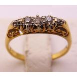 18ct yellow gold and diamond five stone ring, approx total weight 2.9g