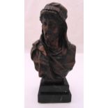 Moreau bronze bust of a gentleman in Middle Eastern head-dress mounted on a stepped rectangular