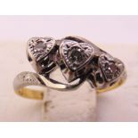 18ct yellow gold and diamond three stone ring, approx total weight 2.2g