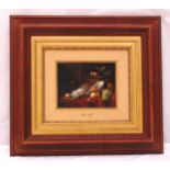 S. Toledano framed oil on canvas still life of fruit, signed bottom left, 22.5 x 17.5cm