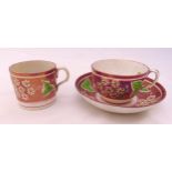 A Liverpool lustreware teacup and saucer and a matching coffee can circa 1810