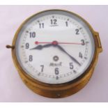 Mercer brass ships clock, white enamel dial and Arabic numerals, 15cm (dia)