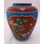 A Chinese cloisonné baluster vase decorated with flowers and leaves, 22cm (h)