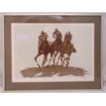 Peter Howell framed and glazed limited edition polychromatic print titled The Last Furlong, 103/200,