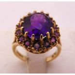 9ct yellow gold and amethyst dress ring, approx total weight 5.8g