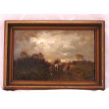 Desire Thomassin-Renhardt framed oil on panel of a wagon and horses in a landscape, signed bottom