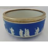 Wedgwood Jasperware fruit bowl with a silver plated border decorated with figures and trees in the