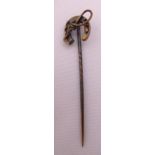 15ct yellow gold horseshoe tie pin, approx total weight 1.9g