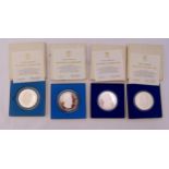 Four Republic of Panama 20 Balboas proof silver coins in original cases, 1 x 1973, 1 x 1974, 2 x