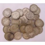 A quantity of pre 1947 silver half crowns, approx total weight 498g