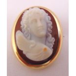 Gold and cameo brooch, gold tested 15ct