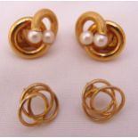 Two pairs of 9ct gold earrings, approx total weight 9.6g