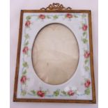 A French porcelain and gilded metal rectangular photograph frame, 19.5 x 16cm