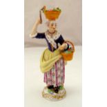 Meissen Cries of Paris lady flower seller, marks to the base, A/F, 15cm (h)