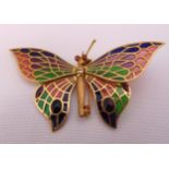 18ct yellow gold articulated piquet du jour brooch in the form of a butterfly, A/F approx total