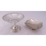 Two hallmarked silver bonbon dishes on raised circular base, approx total weight 247g