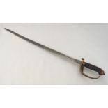 A British late 19th early 20th century Naval dress sword, with shagreen handle and pierced guard,