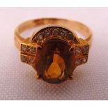 14ct yellow gold and coloured stone ring, approx total weight 3.6g