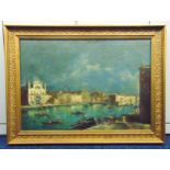 Olga Jonas framed oil on canvas of a Venetian canal scene, details to verso, 63 x 90.5cm
