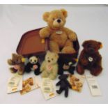 Seven Steiff bears to include Fynn 111327 yellow tag, Jona mini 001048 yellow tag, Original mini