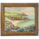 Evelyne Oughtred Buchanan framed oil on panel of a Cornish beach, signed bottom right, 37 x 44cm