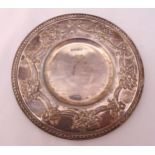 A hallmarked silver coaster, approx total weight 123g