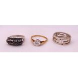 A quantity of jewellery to include a 9ct gold ring set with a solitaire stone, a ring set with