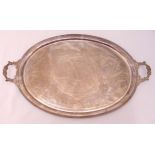 A Persian white metal two handled tea tray, approx total weight 1748g